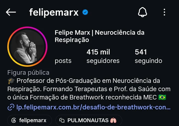 Perfil de Felipe Marx no Instagram: @felipemarx, verificado, 415 mil seguidores